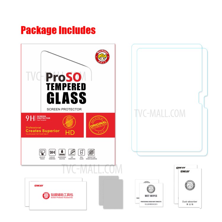 ENKAY 2Pcs/Set 0.33mm 9H 2.5D Arc Edge Tempered Glass Screen Film for Huawei Enjoy Tablet 2 10.1-6