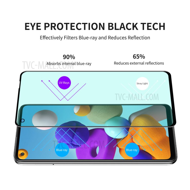 Enkay Príncipe Sombrero 0.26mm 9H 6D Filtro Verde Protección Para Los Ojos Película De La Pantalla De Vidrio Templado Para La Galaxia A21 / A21s-3