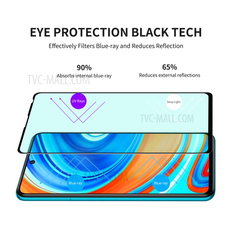 5PCS/Set ENKAY Hat Prince 0.26mm 9H 6D Green Filter Eye Protective Tempered Glass Screen Film for Xiaomi Redmi Note 9S/Note 9 Pro/9 Pro Max-3