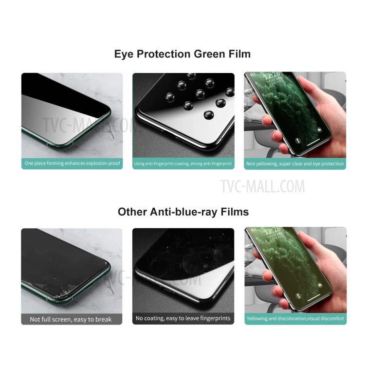 5PCS/Set ENKAY Hat Prince 0.26mm 9H 6D Green Filter Eye Protective Tempered Glass Screen Film for Xiaomi Redmi Note 9S/Note 9 Pro/9 Pro Max-8