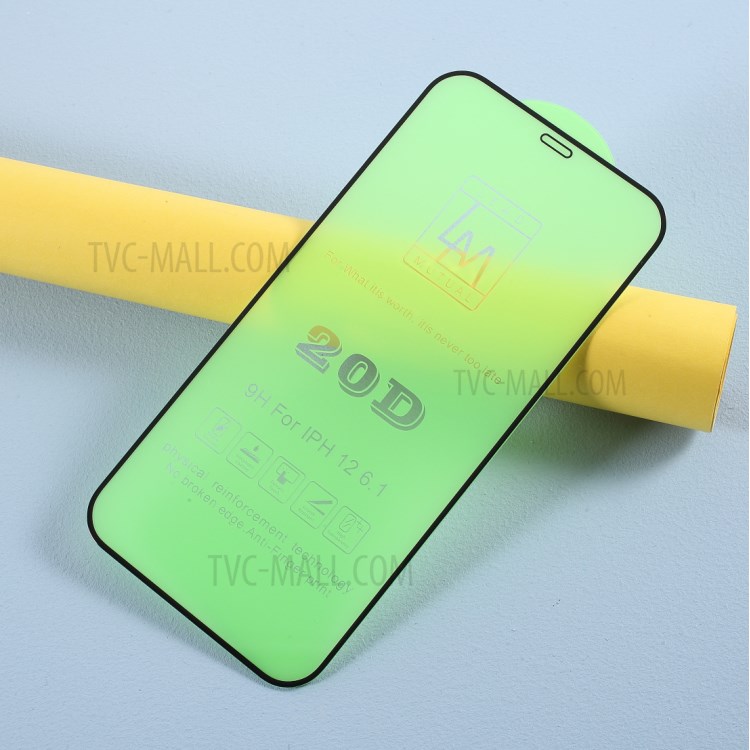 Large Radian Anti-green-ray Silk Printing Tempered Glass Full Glue Film for iPhone 12 Max/12 Pro 6.1 inch-3