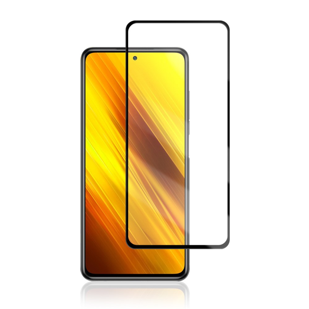 MOCOLO Silk Printing Anti-explosion Tempered Glass Full Size Screen Full Glue Film for Xiaomi Poco X3 NFC - Black-1