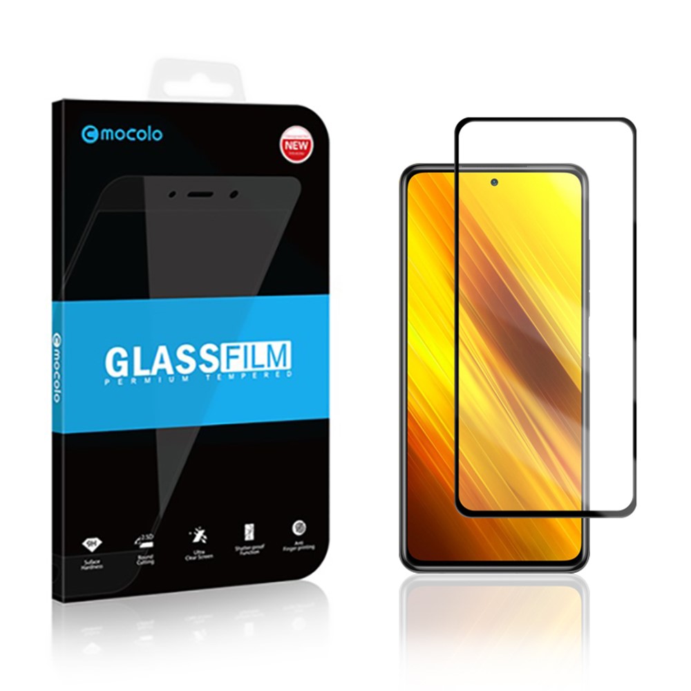 MOCOLO Silk Printing Anti-explosion Tempered Glass Full Size Screen Full Glue Film for Xiaomi Poco X3 NFC - Black-6