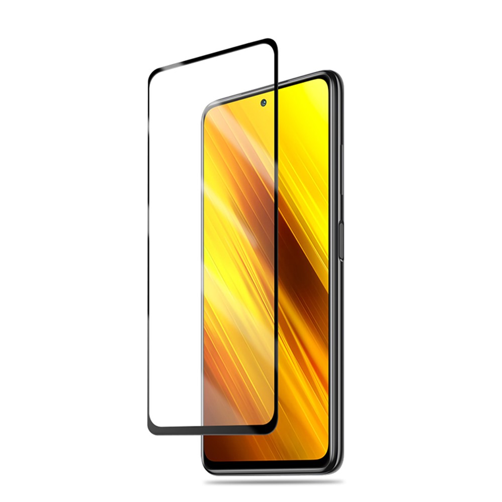 Amorus Silk Print HD Tempered Glass Glue Film de Tela Cheia Para Xiaomi Poco X3 NFC - Preto-5