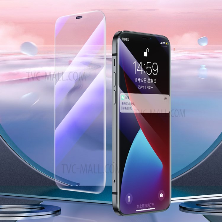 BENKS OKR+ Series Blue-ray Tempered Glass Screen Film (with Anti-dust Mesh) (Edge Glue) for iPhone 12 Pro/12-1
