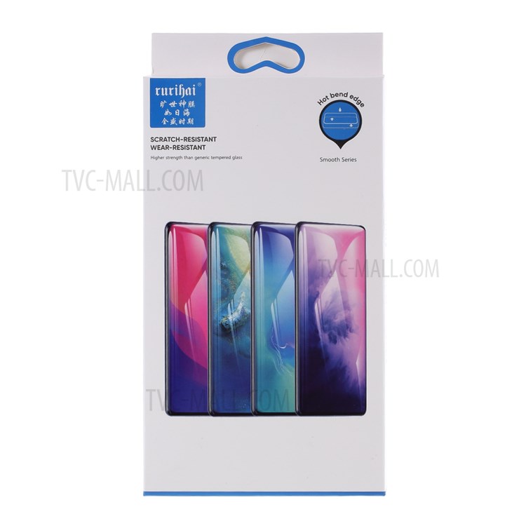 RURIHAI 3D UV Liquid Tempered Glass Full Phone Screen Film for Oppo Reno4 Pro 4G-9