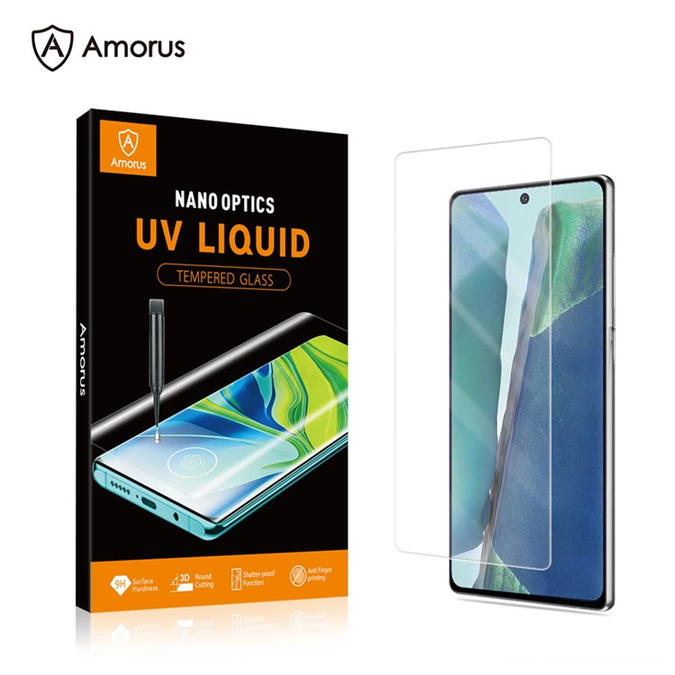 Amorus 3D Curved Full Glue Full Coverage Tempered Glass Screen Protective UV Film for Samsung Galaxy Note 20/Note 20 5G-1