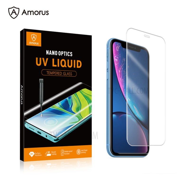 Amorus 3D Curved Tempered Glass Screen Protective UV Film (Full Glue) for iPhone XR 6.1 inch-1