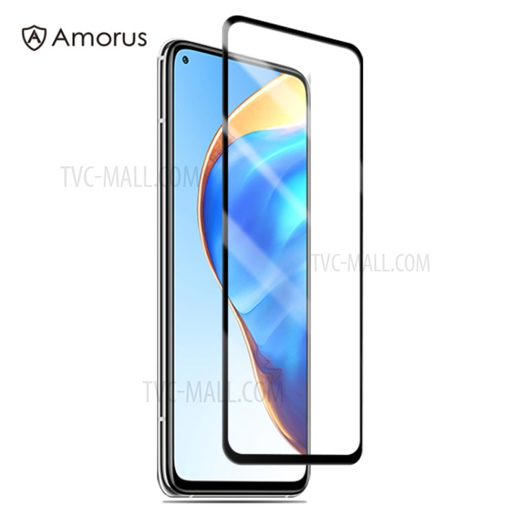 Amorus Silk Stampa Copertura Completa Pellicola Per Colla Completa Per Xiaomi MI 10T 5G / 10T Pro 5G / 10T Lite 5G Protezione Schermo In Vetro Temperato - Nero-1