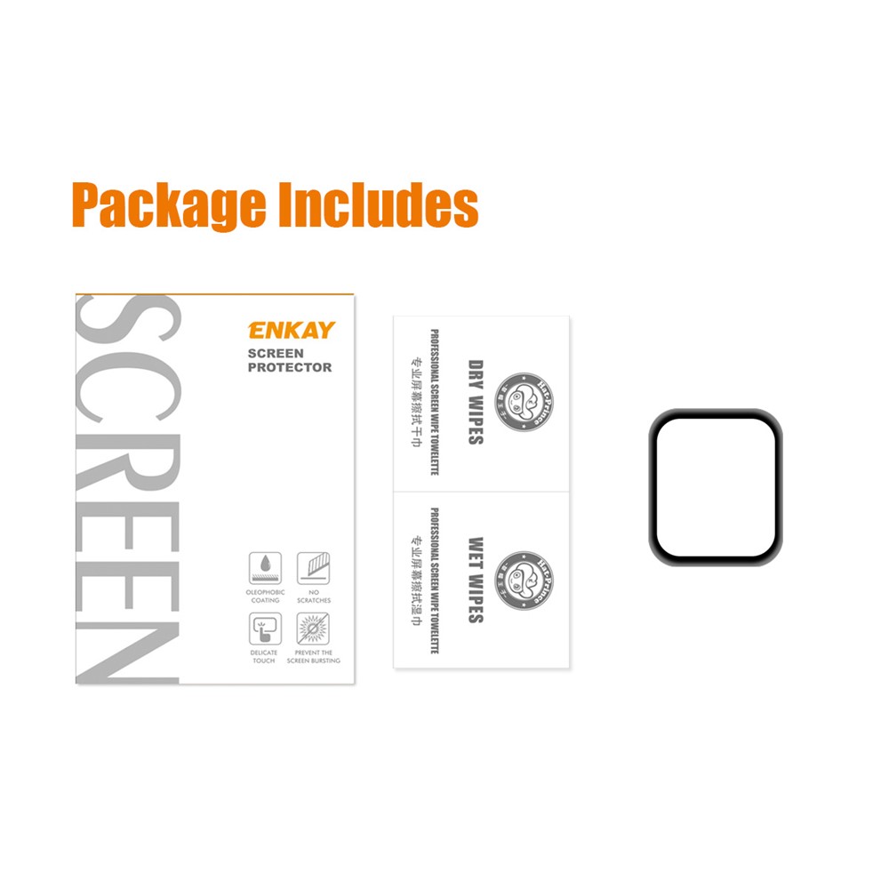 2Pcs/Set ENKAY HAT PRINCE 3D PC Edge + PMMA Full Screen Protector for Apple Watch SE / Series 6/5/4 40MM-8