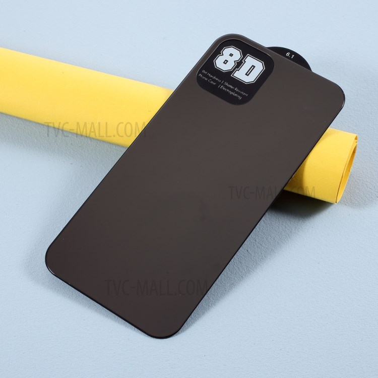 Color Mirror Arc Edges Tempered Glass Back Cover for iPhone 12/12 Pro - Black-2