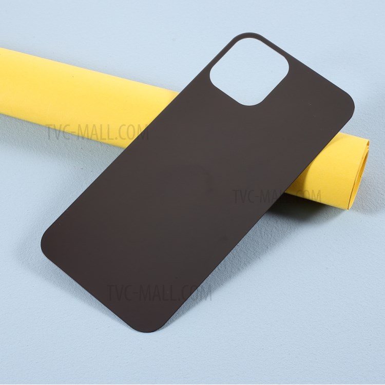 Color Mirror Arc Edges Tempered Glass Back Cover for iPhone 12/12 Pro - Black-4