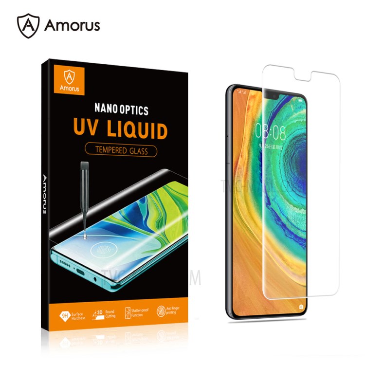 AMORUS Clear 3D Curved Full Screen Coverage Tempered Glass UV Film Screen Protector for Huawei Mate 30-1