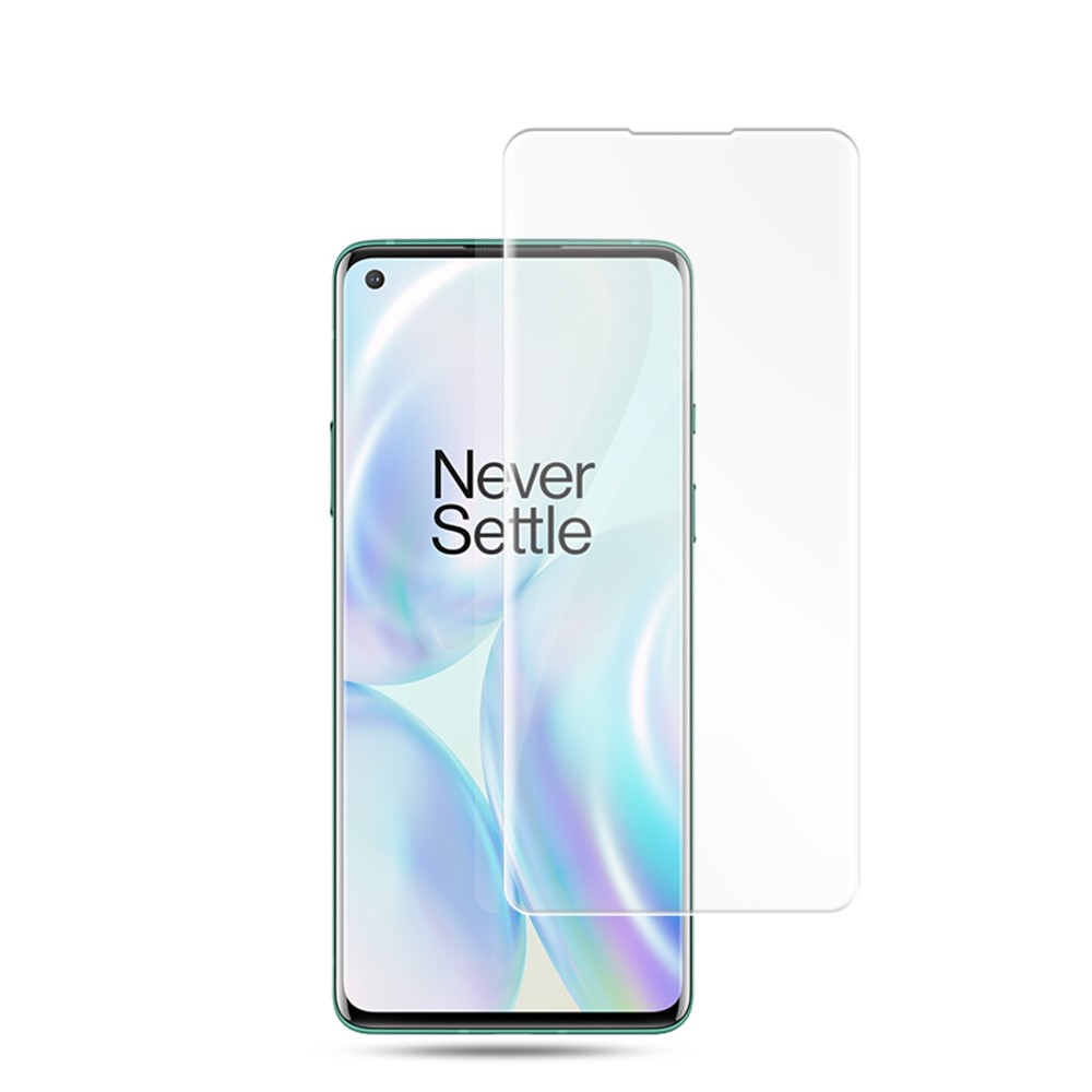 AMORUS Curved Edges Screen Protector for OnePlus 8 Tempered Glass Complete Covering UV Liquid Film-5