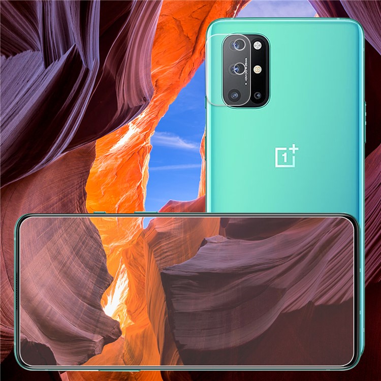 2.5D 9H Protector De Pantalla De Cristal Templado De Borde De Arco Con Película De Lentes Para OnePlus 8T-5