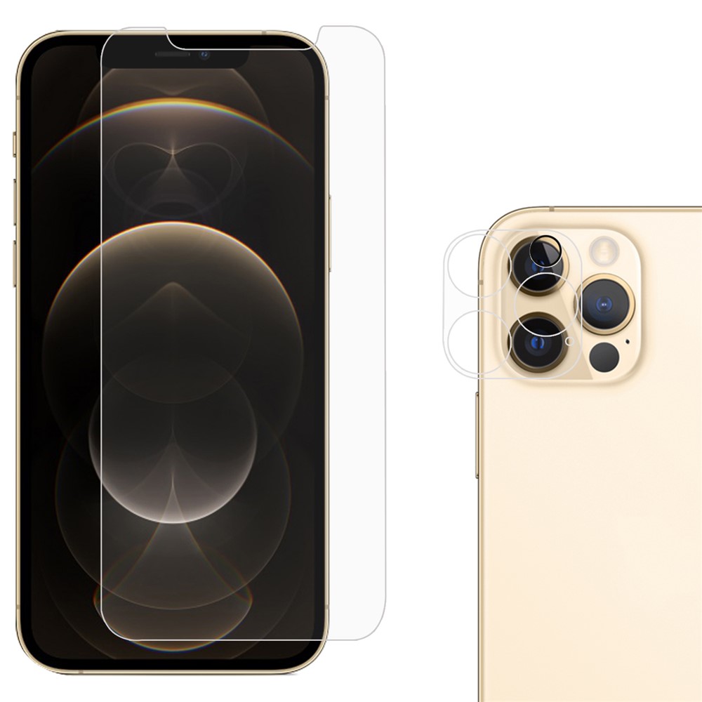 For iPhone 12 Pro 2.5D 9H Arc Edge Tempered Glass Screen Protector + Camera Lens Film-1