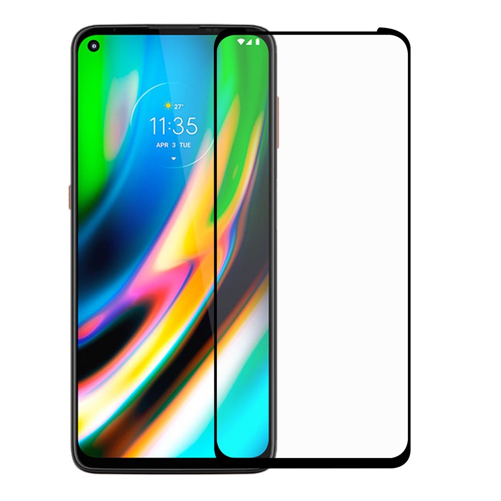Full Coverage Full Glue Tempered Glass Screen Protector for Motorola Moto G9 Plus-1