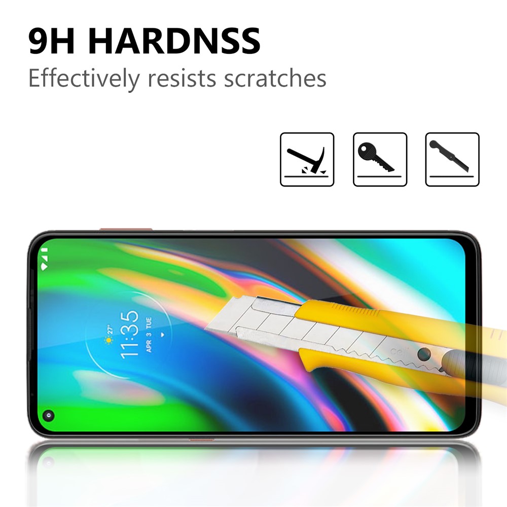 Full Coverage Full Glue Tempered Glass Screen Protector for Motorola Moto G9 Plus-3