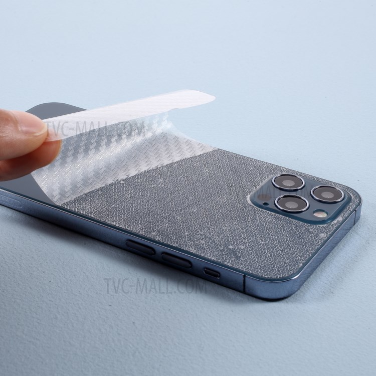 Full Back Sticker Transparent Carbon Fiber Texture PET Protector for iPhone 12/12 Pro-2