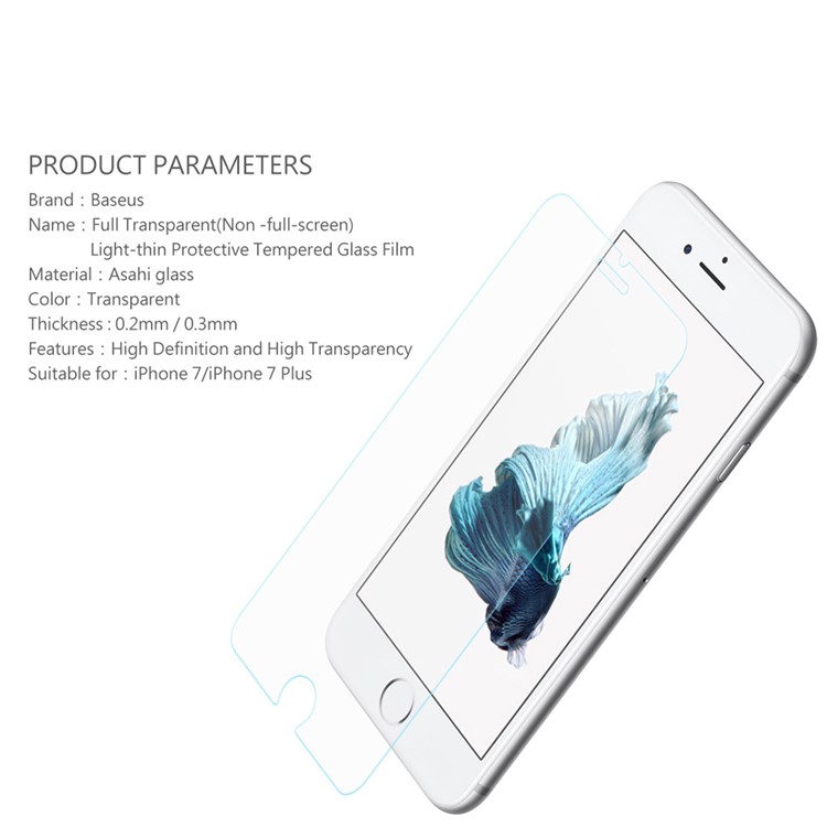 BASEUS Для IPhone 8 Плюс / 7 Плюс 0.3 Мм HD Закаленное Стекло Протектор Экрана Дуги Края - прозрачный-3