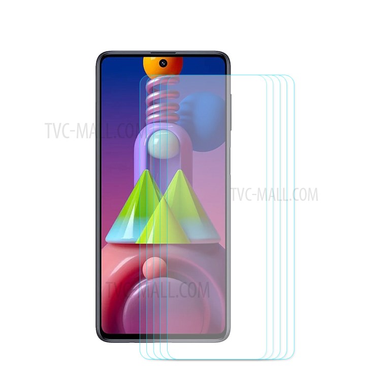 5pcs / Set Enkay Hat-Prince Revêtement Galvanoplié 0.26mm 9h 2.5d Arc Verre Trempé Glass Screen Screen Protector Screen Protector Protector Protecteur De Samsung Galaxy M51-1