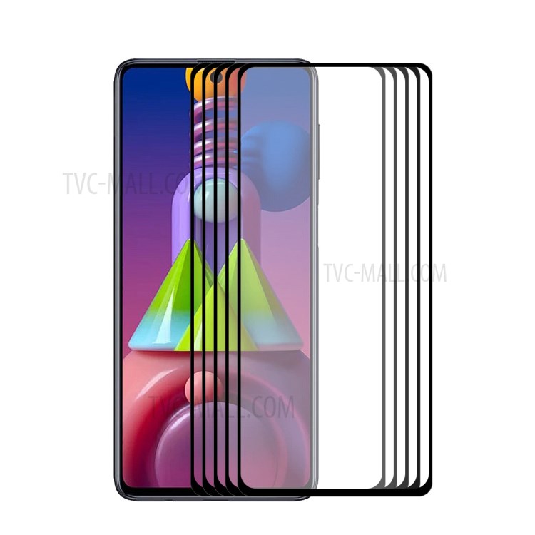 5PCS/Set ENKAY HAT-PRINCE Full Glue 0.26mm 9H 2.5D Complete Covering Ultra Clear Tempered Glass Screen Protector for Samsung Galaxy M51-1