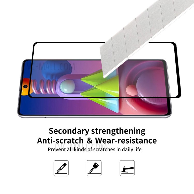 5PCS/Set ENKAY HAT-PRINCE Full Glue 0.26mm 9H 2.5D Complete Covering Ultra Clear Tempered Glass Screen Protector for Samsung Galaxy M51-5