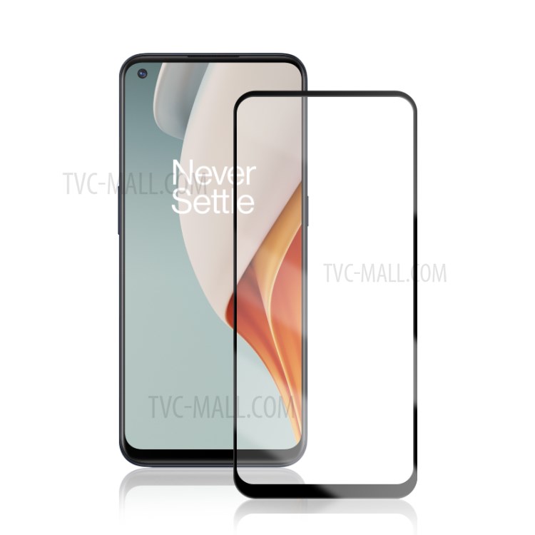 AMORUS Silk Druck Volle Deckung Volle Kleber Für OnePlus Nord N10 5G HD Temperiert Film Glasscheibe - Schwarz-2