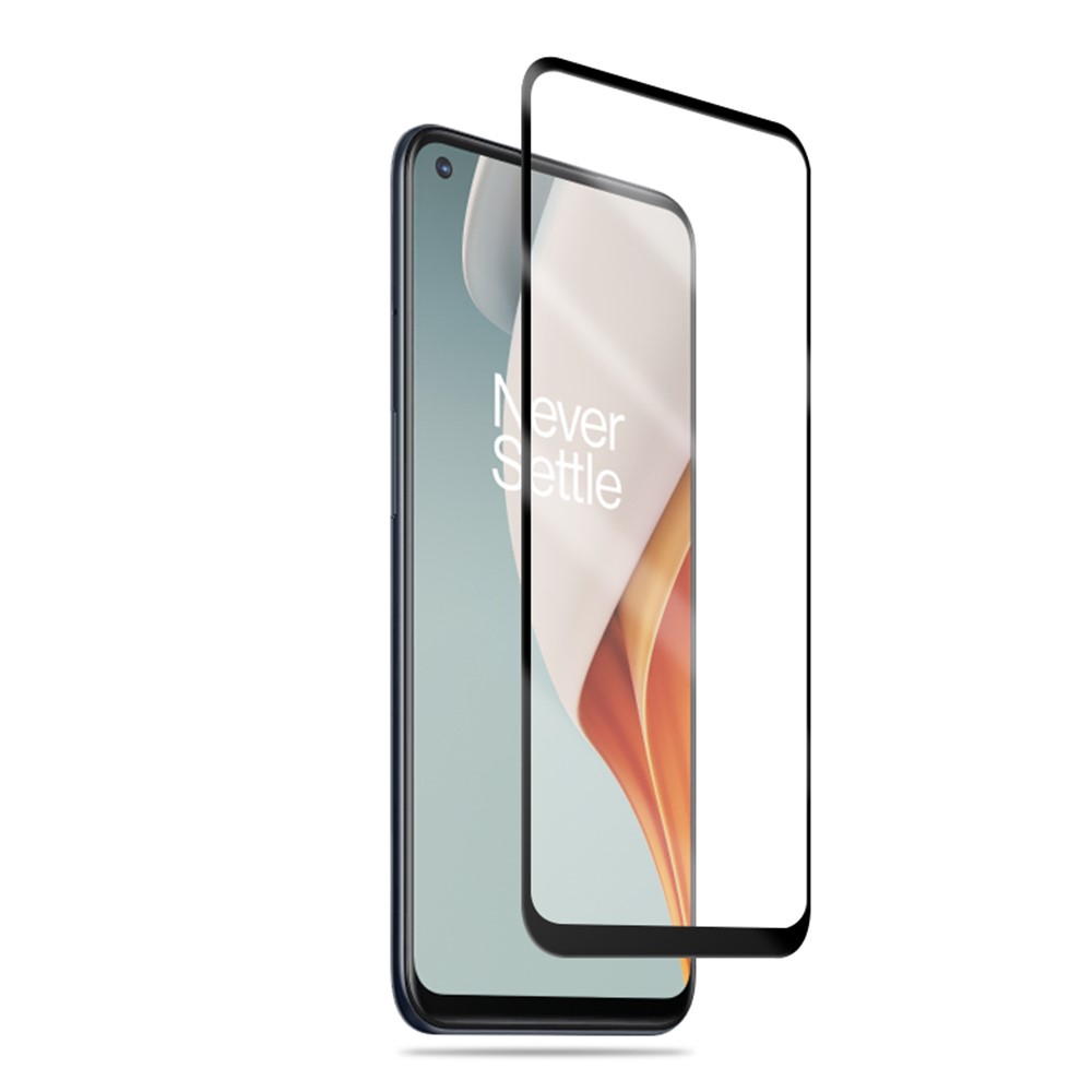 AMORUS Silk Druck Volle Deckung Volle Kleber Für OnePlus Nord N10 5G HD Temperiert Film Glasscheibe - Schwarz-3