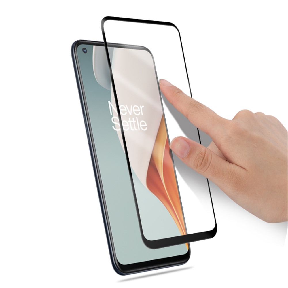 AMORUS Silk Druck Volle Deckung Volle Kleber Für OnePlus Nord N10 5G HD Temperiert Film Glasscheibe - Schwarz-5