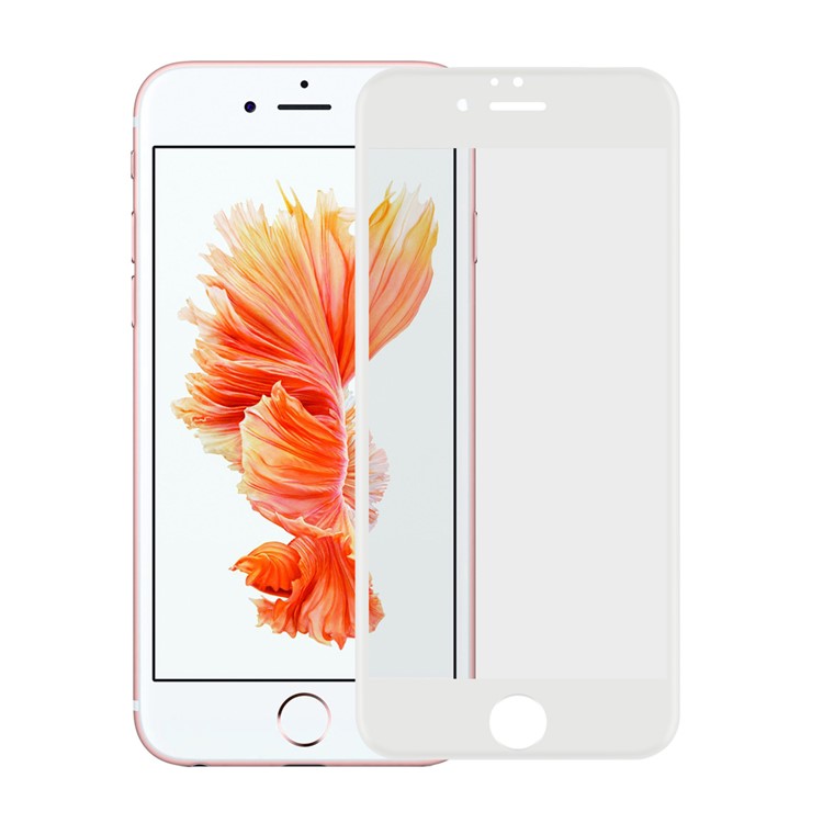 0.2mm 4D Gebogenes Volles Bedecktes Glasschutz-Schutzimitat Für Iphone 6s 6 Silk Druck - Weiß-1