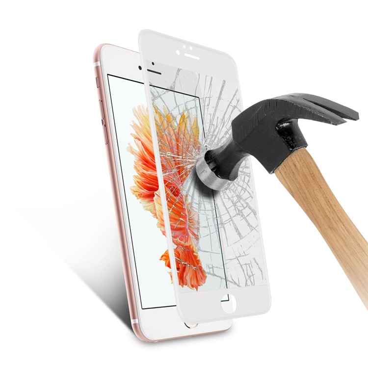 0.2mm 4D Gebogenes Volles Bedecktes Glasschutz-Schutzimitat Für Iphone 6s 6 Silk Druck - Weiß-6