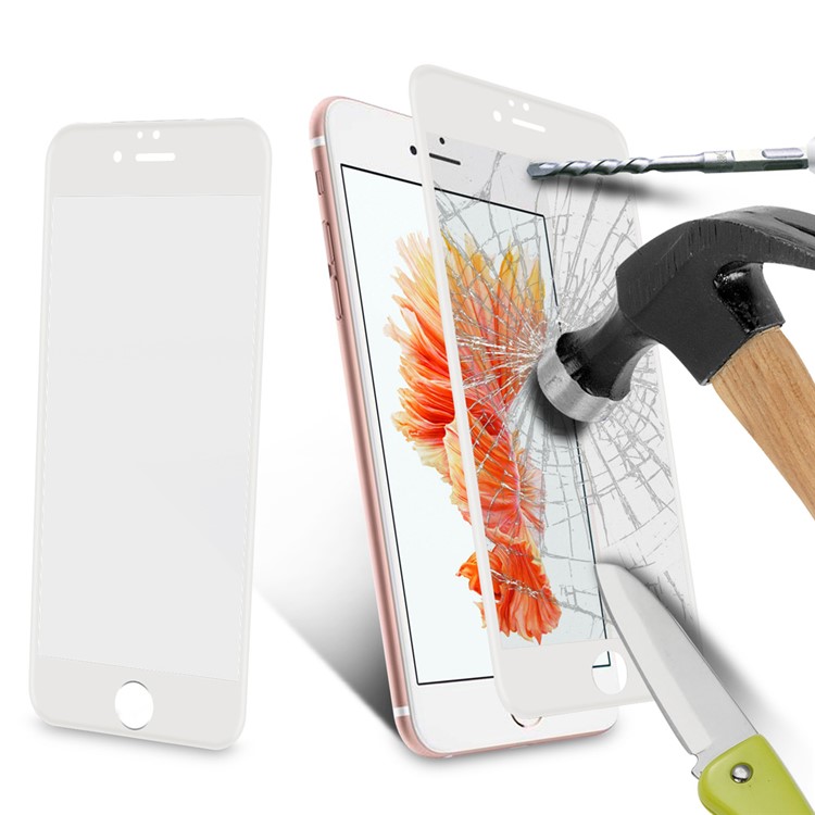 0.2mm 4D Gebogenes Volles Bedecktes Glasschutz-Schutzimitat Für Iphone 6s 6 Silk Druck - Weiß-8