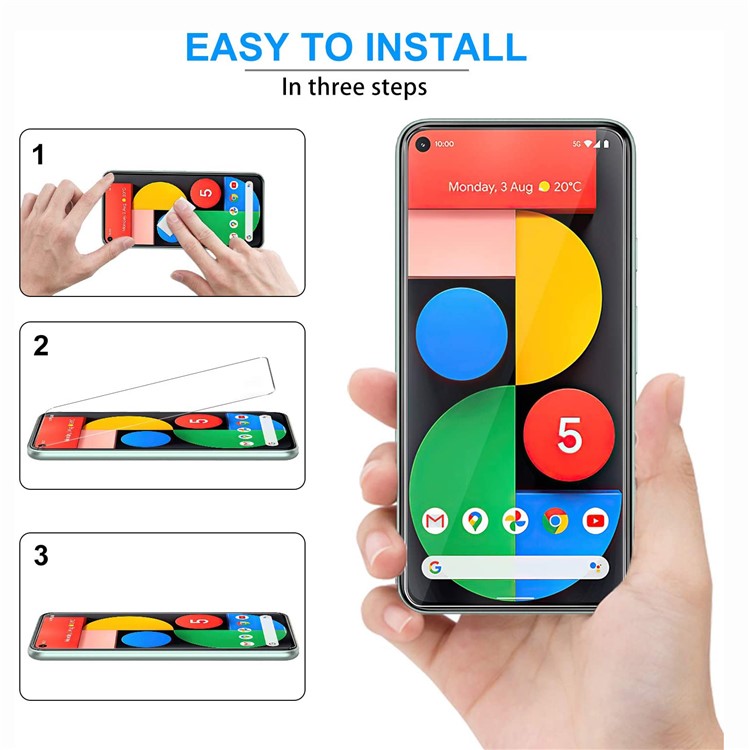 2.5D 9H Arc Edge for Google Pixel 5 Tempered Glass Screen Protector + Camera Lens Film-3