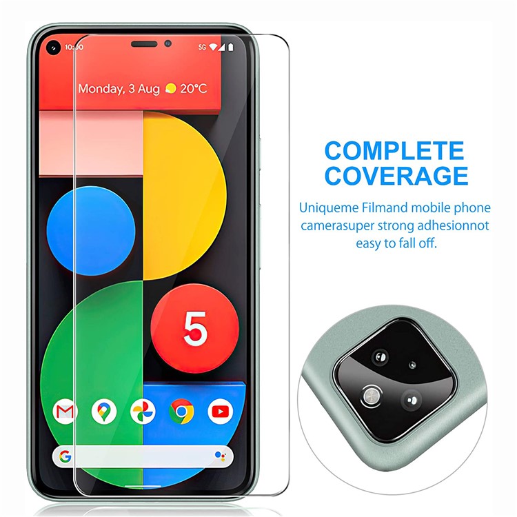 2.5D 9H Arc Edge for Google Pixel 5 Tempered Glass Screen Protector + Camera Lens Film-6