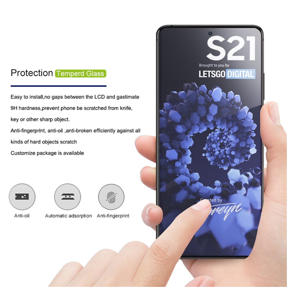 MOCOCOO Seidedruck HD Gehärtetem Glas Vollkleber Volle Abdeckung Screen Protector Film Für Samsung Galaxy S21 - Schwarz-2