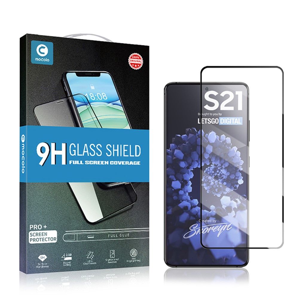 MOCOCOO Seidedruck HD Gehärtetem Glas Vollkleber Volle Abdeckung Screen Protector Film Für Samsung Galaxy S21 - Schwarz-4