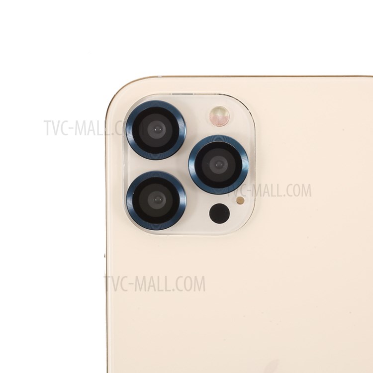Ultra Clear Metal Bumper Monochrome Design Glass Camera Lens Protector Film (3Pcs/Set) for iPhone 12 Pro Max - Midnight Blue-1