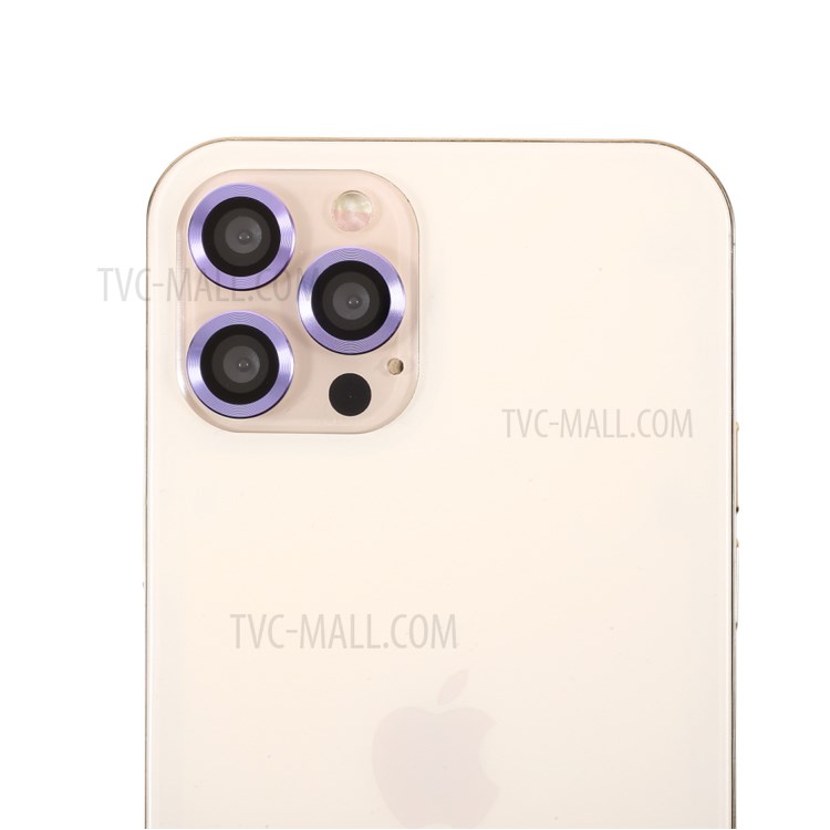 Monochrome Design Ultra Clear Metal Bumper Glass Camera Lens Protector Film (3Pcs/Set) for iPhone 11 Pro/11 Pro Max/12 Pro - Purple-2