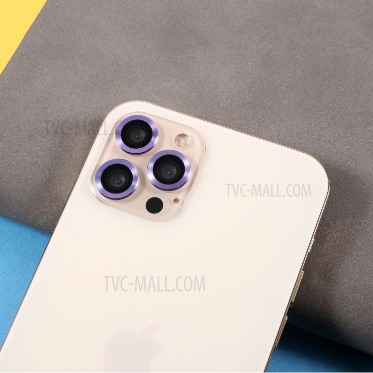 Monochrome Design Ultra Clear Metal Bumper Glass Camera Lens Protector Film (3Pcs/Set) for iPhone 11 Pro/11 Pro Max/12 Pro - Purple-3