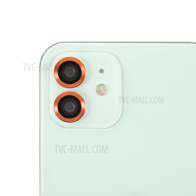 Monochrome Metal Bumper Ultra Clear Glass Camera Lens Protector Film (2Pcs/Set) for iPhone 11/12/12 mini - Orange-1