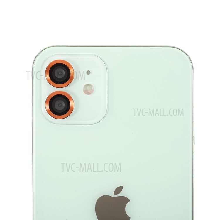 Monochrome Metal Bumper Ultra Clear Glass Camera Lens Protector Film (2Pcs/Set) for iPhone 11/12/12 mini - Orange-2