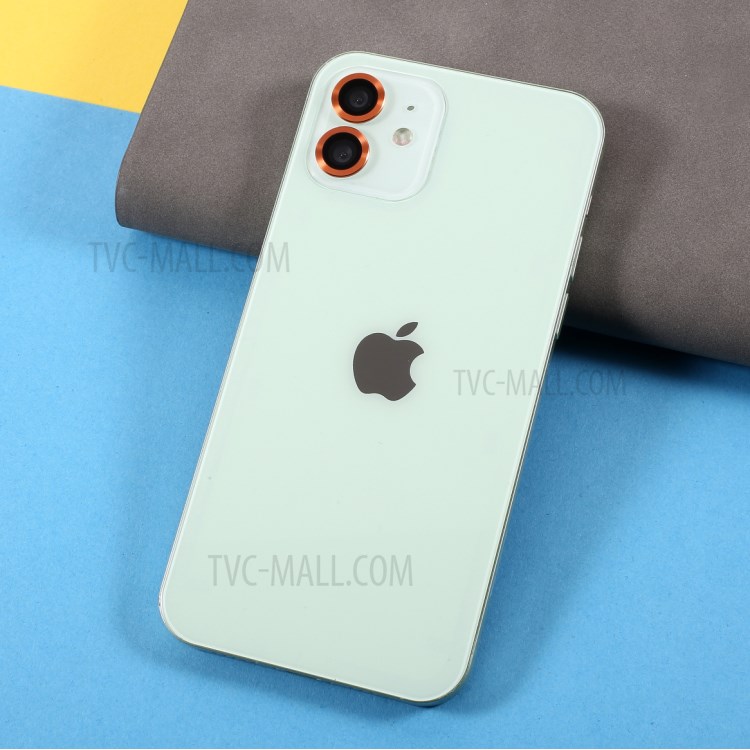 Monochrome Metal Bumper Ultra Clear Glass Camera Lens Protector Film (2Pcs/Set) for iPhone 11/12/12 mini - Orange-4