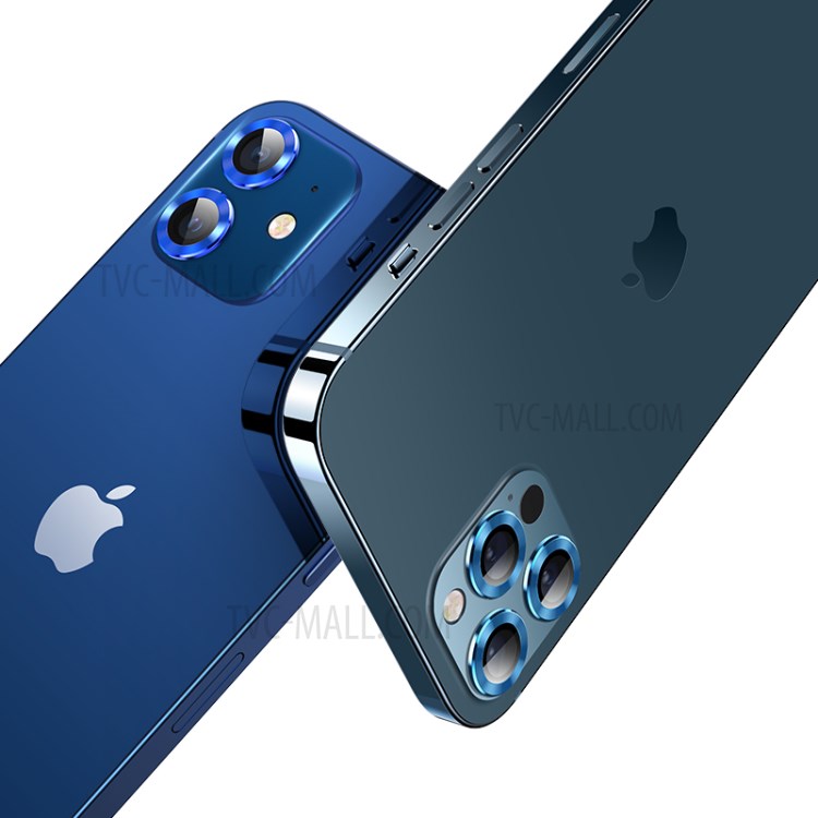 USAMS US-BH714 Alloy Frame Glass Camera Lens Protector for iPhone 12 Pro Max - Blue-2