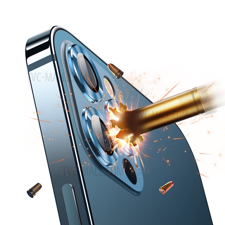 USAMS US-BH714 Alloy Frame Glass Camera Lens Protector for iPhone 12 Pro Max - Blue-3