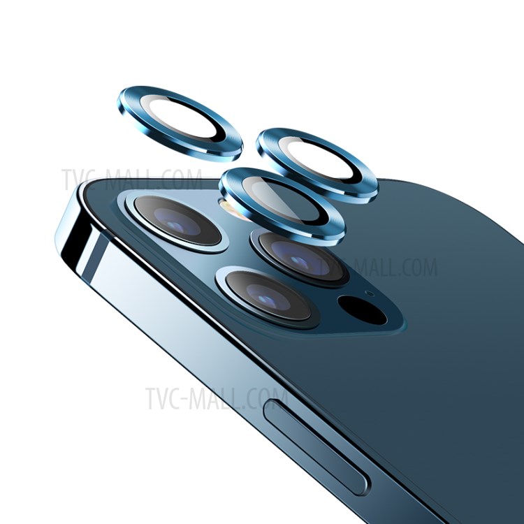 USAMS US-BH714 Alloy Frame Glass Camera Lens Protector for iPhone 12 Pro Max - Blue-4