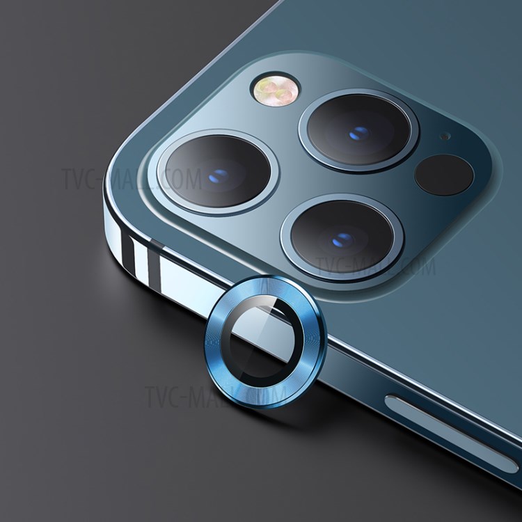 USAMS US-BH712 Alloy Frame Glass Camera Lens Protector for iPhone 12 Pro - Blue-1