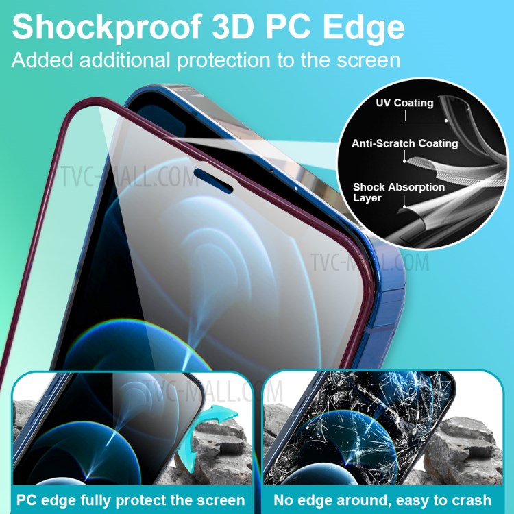Shockproof 3D PC Edge Full Glue Ultra Clear Tempered Glass Screen Protector for iPhone 12 mini-8