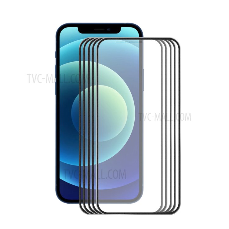ENKAY HAT-PRINCE 5PCS/Set 9H 0.2mm Titanium Alloy Edge Full Glue Full Coverage Tempered Glass Film for iPhone 12 Pro Max - Black-1