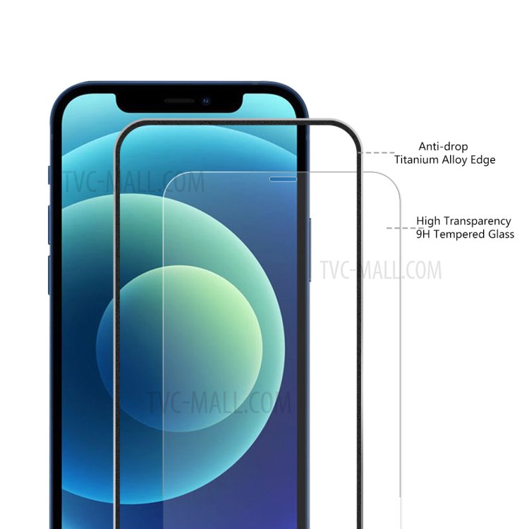 ENKAY HAT-PRINCE 5PCS/Set 9H 0.2mm Titanium Alloy Edge Full Glue Full Coverage Tempered Glass Film for iPhone 12 Pro Max - Black-2